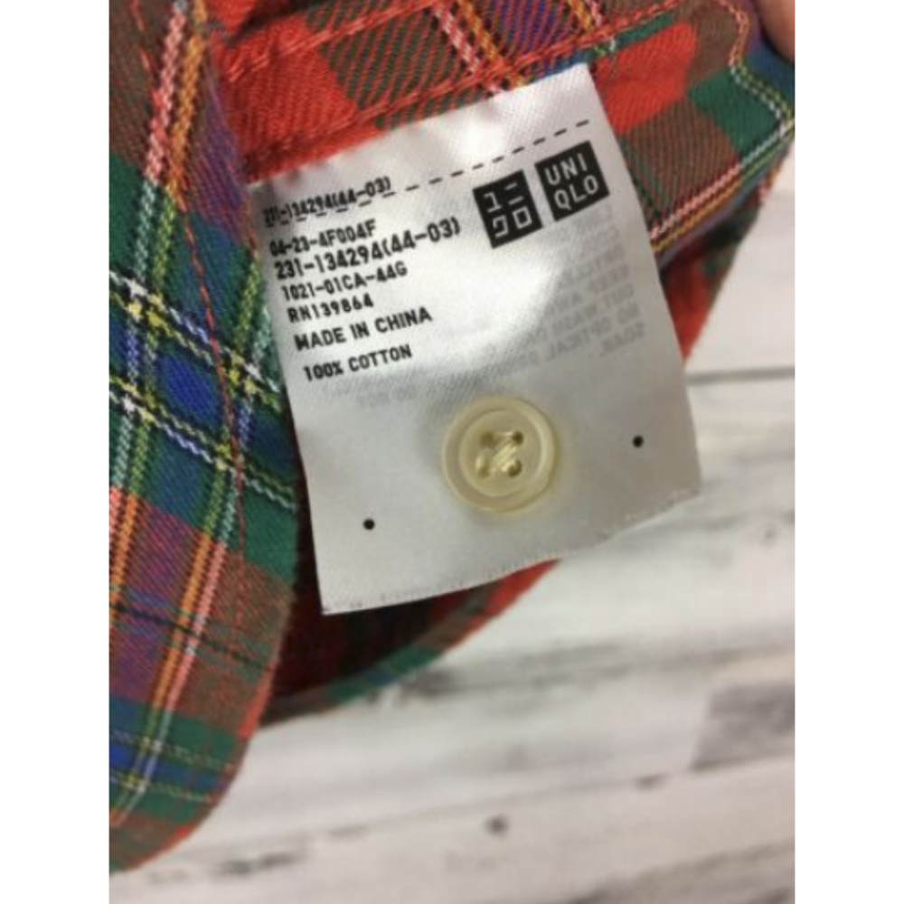 Uniqlo sz S Shirt Flannel Plaid Red Green LS - Picture 3 of 5